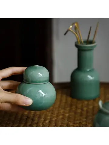 Celadon Small Tea Jar Household Sealed Fragrance Powder Jar Ceramic Fragrance Products