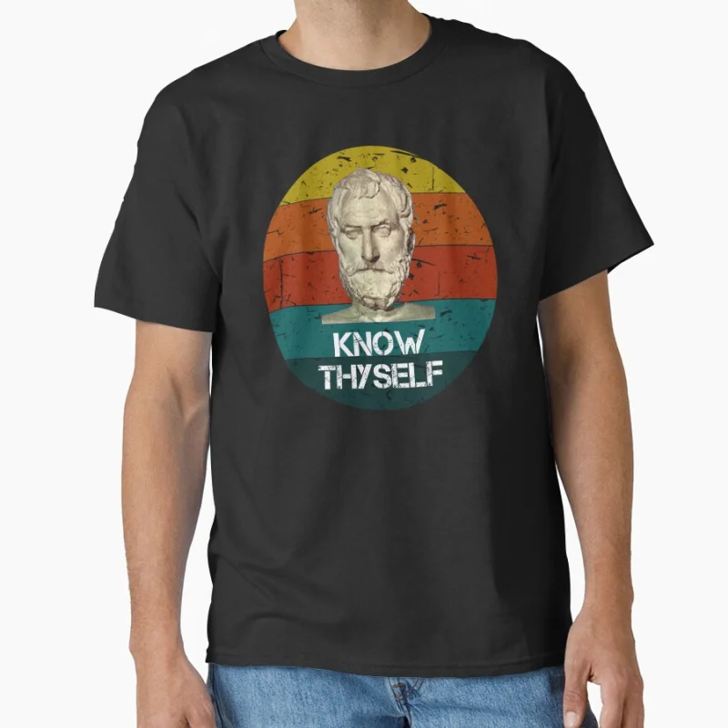 

Socrates Know Thyself Philosophy Vintage Gifts tee Funny Stoic team Greek Philosopher gift T shirt large size Adult Tops