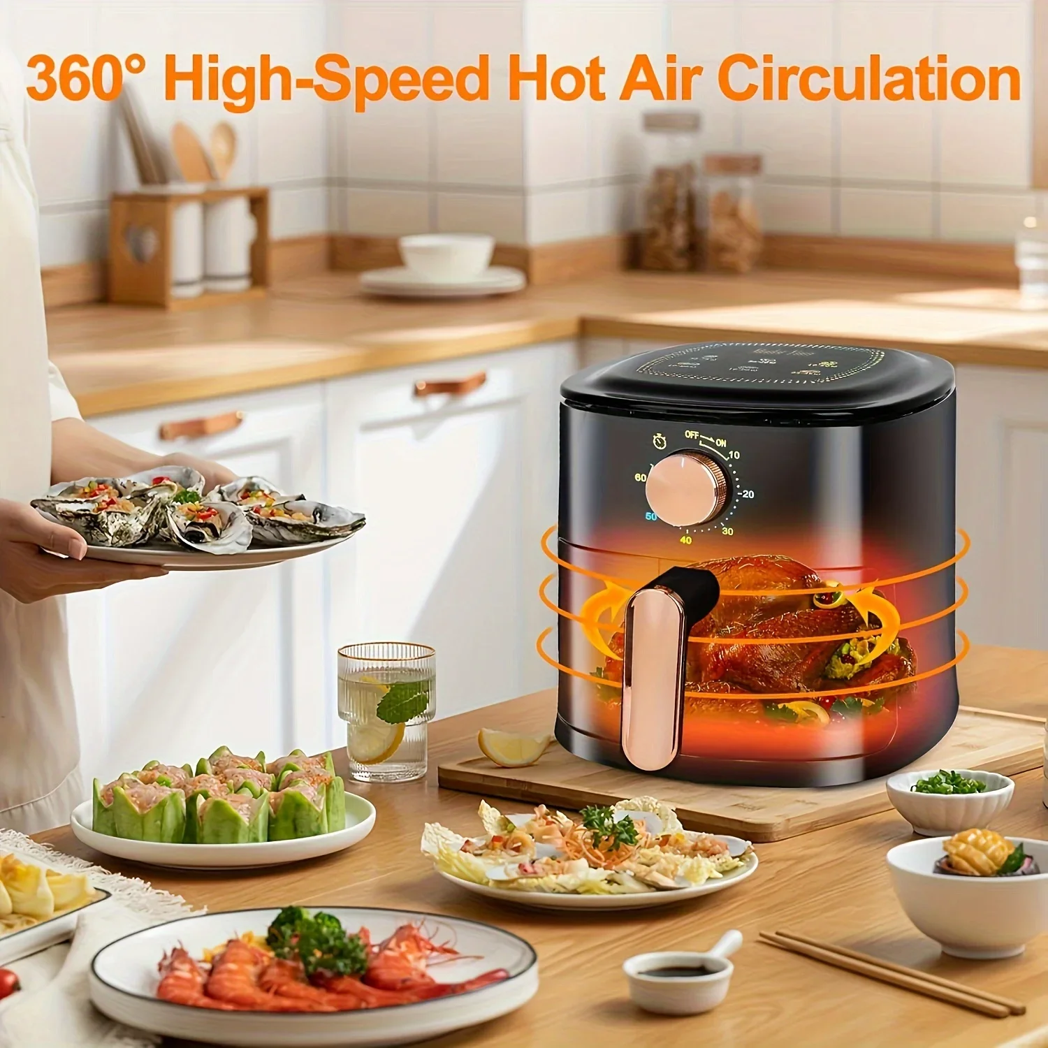 Multi-Funcional Mecânica Air Fryer, User-Friendly, Companion Cozinha, Saudável, Fácil de Cozinhar, Cozinha Diversa, 4L