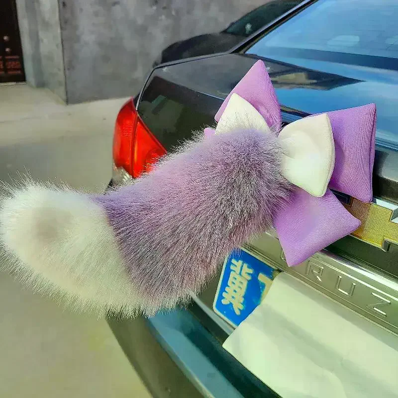 Fluffy Plush Car Tail Decoration Cute Bow Soft Touch Multiple Colors Car Exterior Styling Auto Accessories For Girls