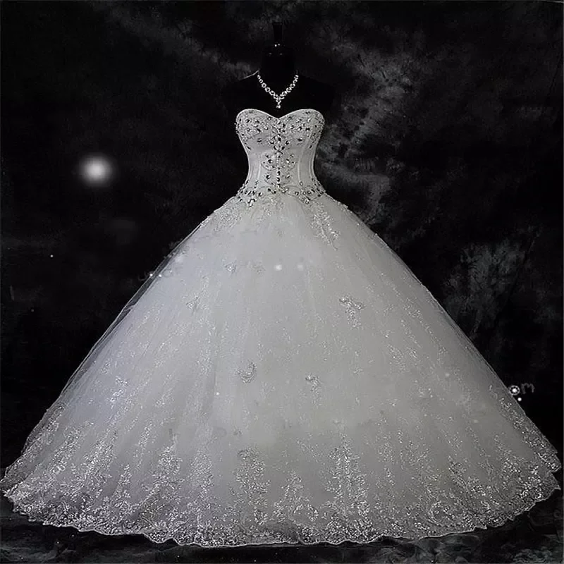 Glitzernde Spitze mit Strass, Vintage-Brautkleid in Übergröße, Schnür-Brautkleid, Robe De Mariage