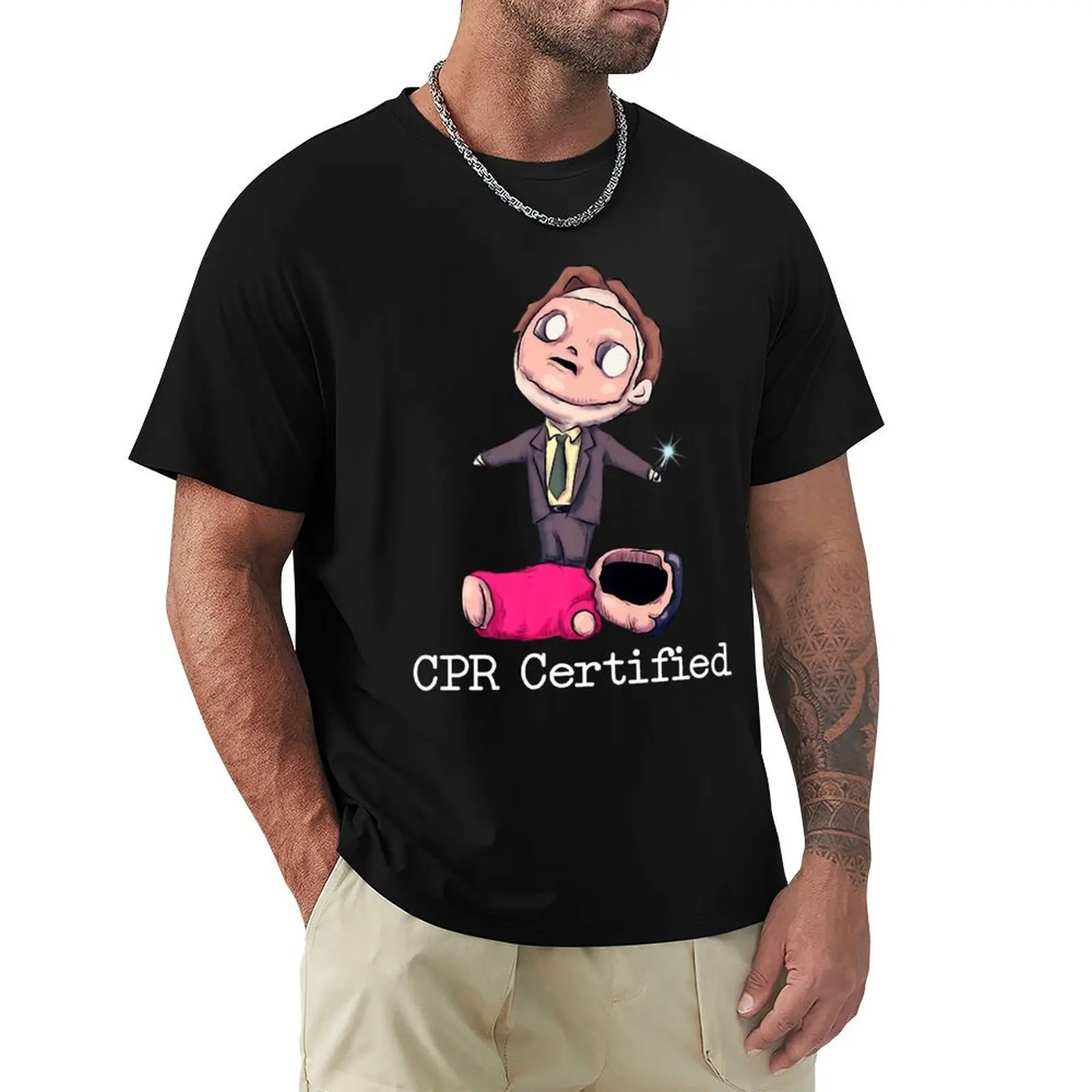 Dwight Schrute First Aid Cpr Certified For Boys Women Vintage Classic Tee Trending Unisex Men Gift Ideas BLACK T-Shirt