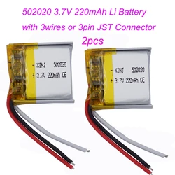 2 sztuki 3.7V 220mAh 0.81Wh NTC 3 przewody akumulator Li 502020 JST 3Pin 1.0/1.25/1.5/2.0/2.54mm do głośnika Bluetooth GPS