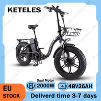 KETELES KF9 E-Bike 2000W Dual Motor 48V26AH Battery All Terrain Electric Bike Adult 20*4 Inch Fat Tire Folding Electric Bicycle