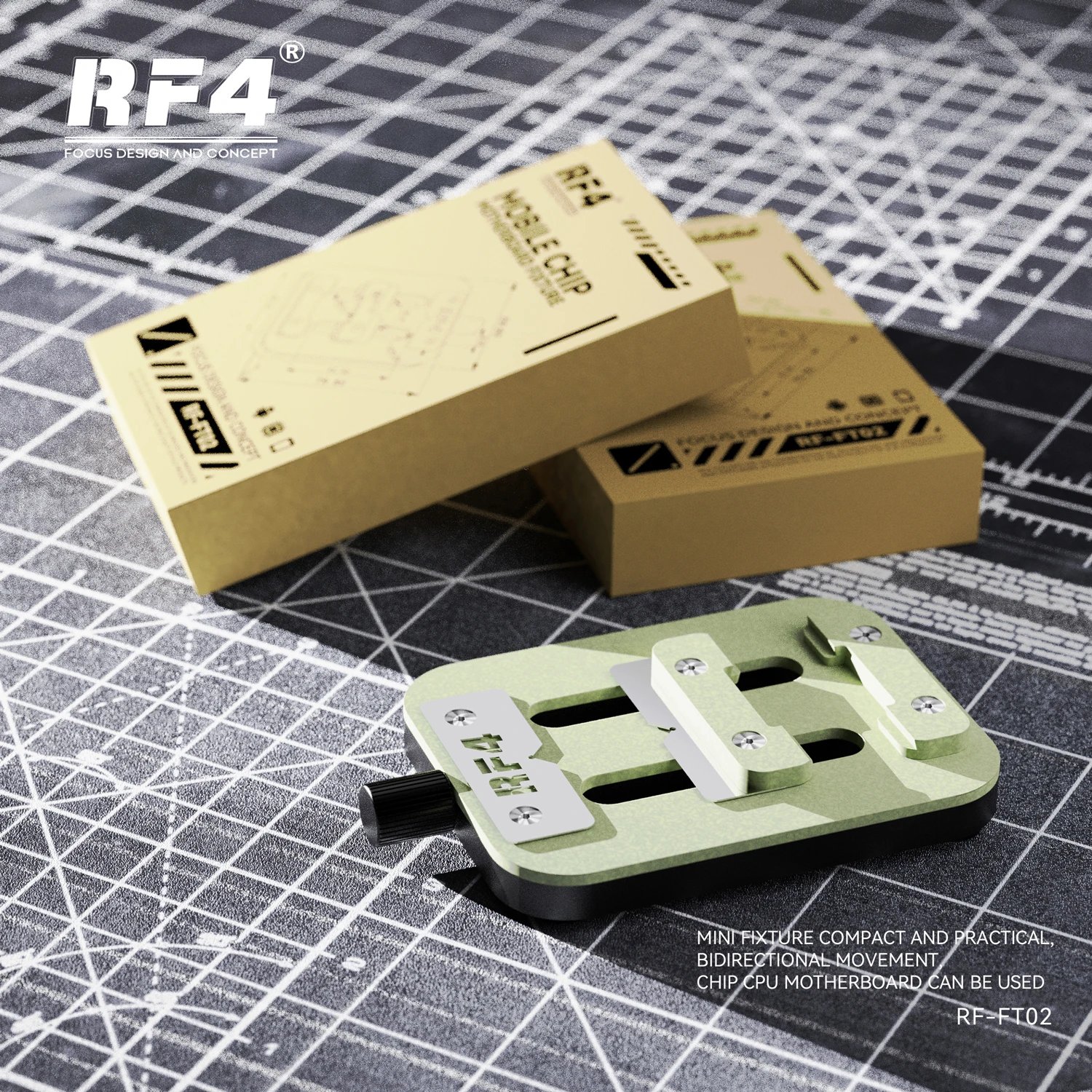 Mini accesorio de reparación de RF-FT02 RF4 para teléfonos móviles, Chip CPU, IC placa madre, abrazadera de doble rodamiento, herramientas manuales de reparación de soldadura