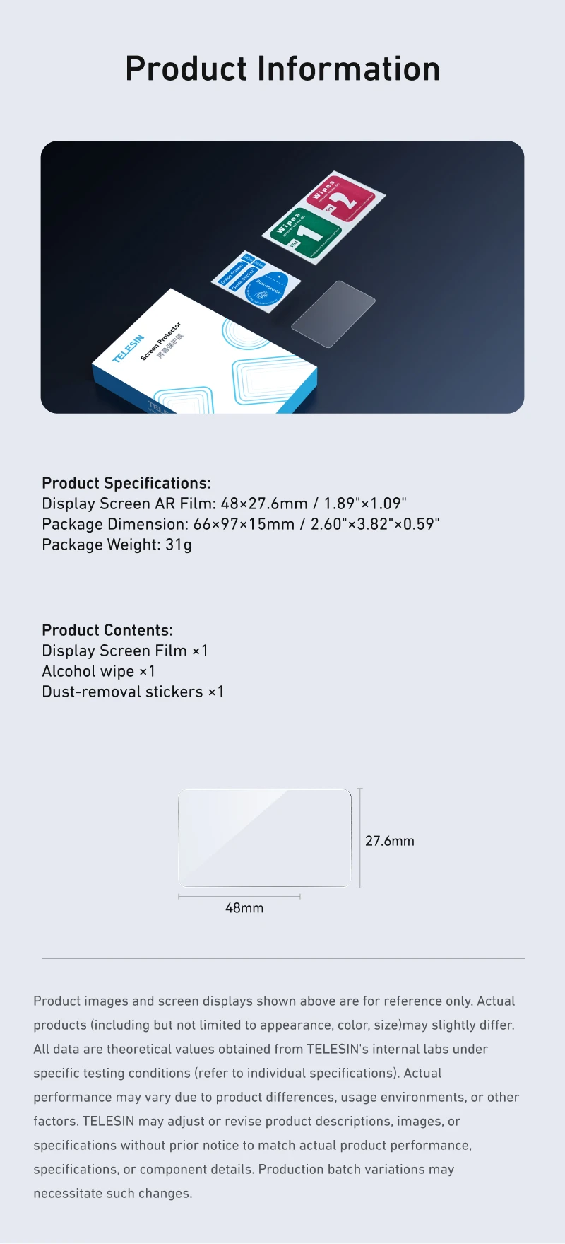 TELESIN AR HD Tempered Film Screen Protector For DJI OSMO Pocket 4P Lens Protective Glass Dustproof for Pocket 4P Accessories