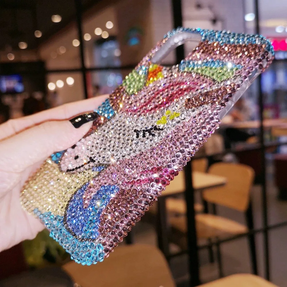 Suitable for iPhone mobile phone case, high-end rhinestone cartoon unicorn protective cover all-inclusive anti-fall