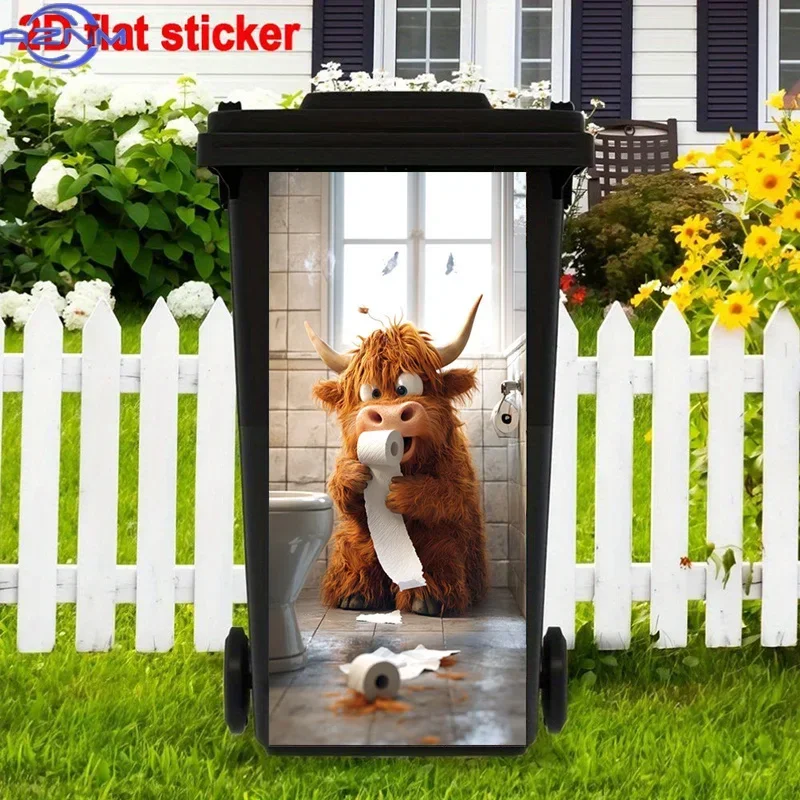 2D 1PCAnimal Funny Trash Can Sticker, Toilet Paper Self-Adhesive Art Stickers, Gorgeous Stickers, Abstract Trash Can Decals, B