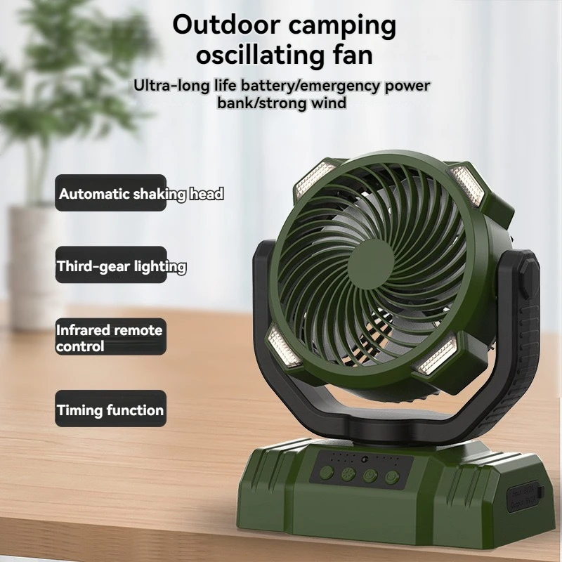 2024 New Outdoor Fan Camping Light with Extra Long Range Camping Fan Built in Large Capacity Mobile Power Output