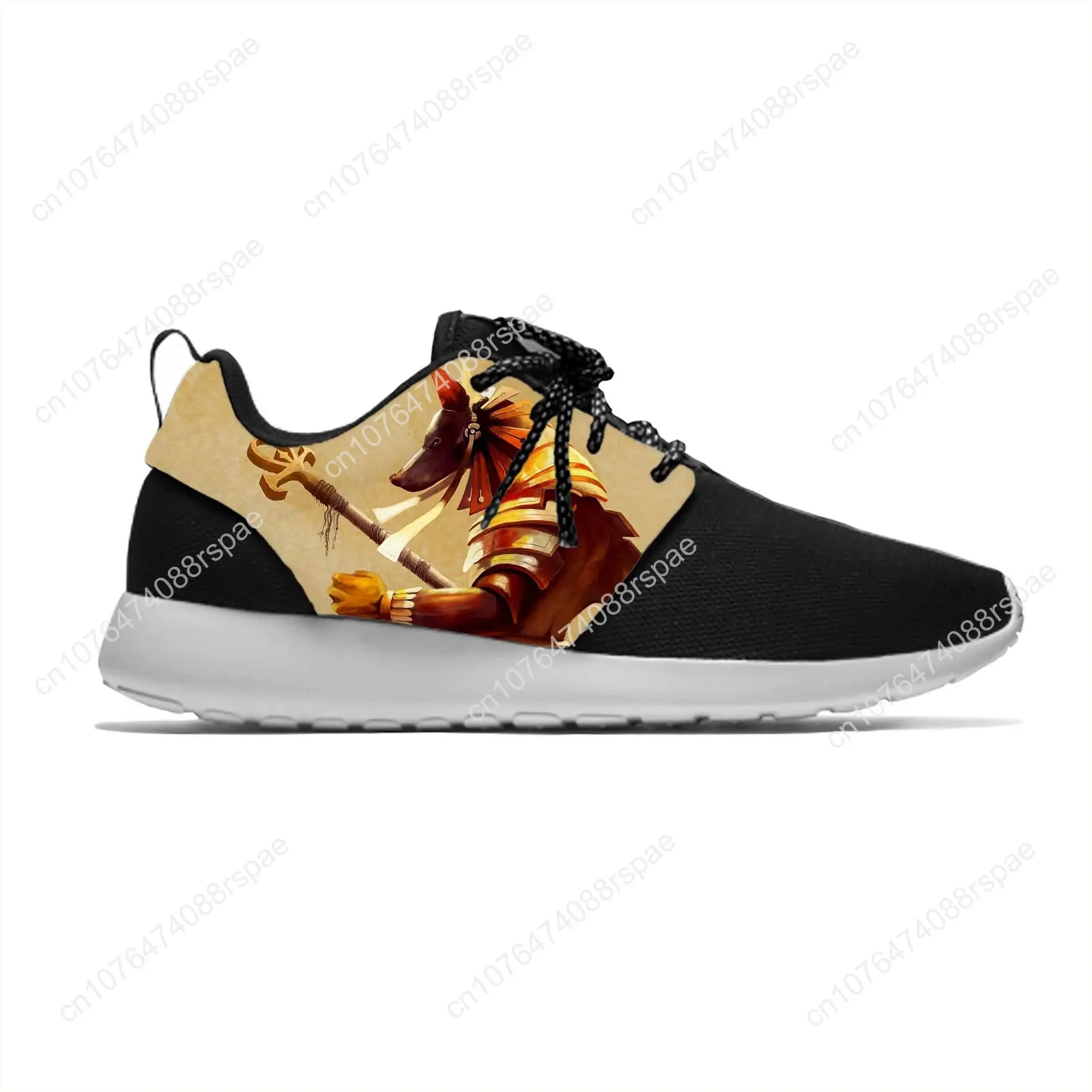 Anubis sepatu olahraga modis lucu dewa Mesir kuno musim panas Anubis sepatu lari jaring bersirkulasi ringan Sneakers wanita pria