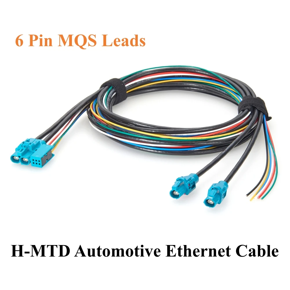 Rosenberger H-MTD Dual-Port Automotive Ethernet Cable with 6 Pin MQS Leads 99K1HG-1CAZ5-Z to E6K10A-1CAZ5-Z for ADAS, LiDAR
