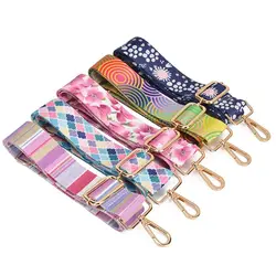 Colorful Flower Heat Transfer Printing Bag Strap Woman Purse Straps for Crossbody Messenger Shoulder Bag Accessories Adjustable