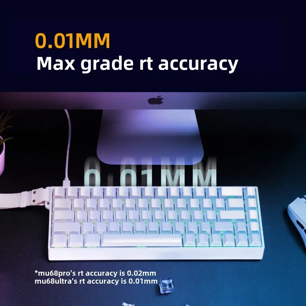 MU68Pro gaming keyboard all aluminum 8K 68 keys magnetic axis 0.01mm mechanical keyboard RGB lighting effect ultra low latency