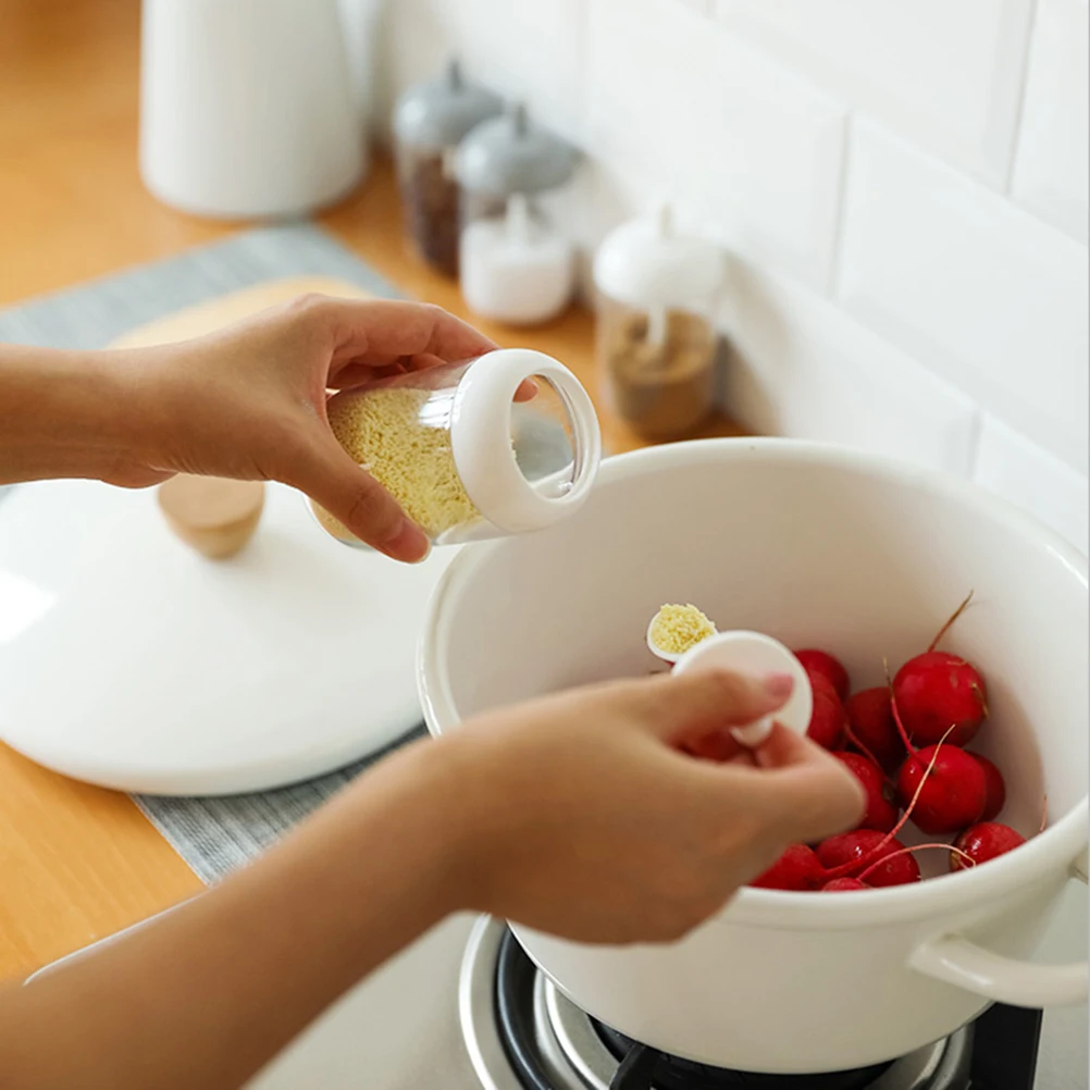 

2PCS Spice Jar Set Plastic Seasoning Container Lid Spoon for Kitchen Condiment ganizer Sugar Tea Storage