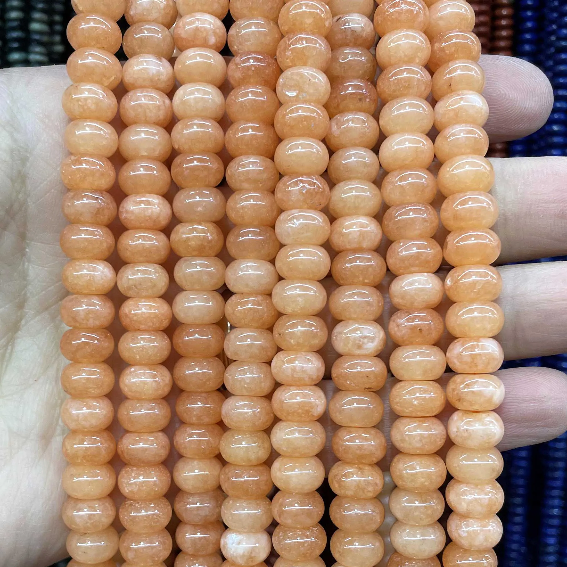 Natural Stone Rondelle 5*8MM Jaspers Angelite Jades Morganite Loose Spacers Bead For Jewelry Making DIY Bracelet Necklace