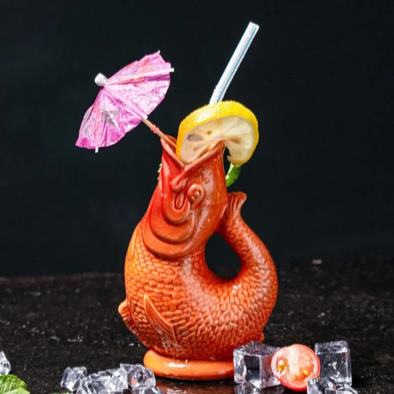 Container Figurine TIKI Cup Personalized Hawaiian Cocktail Cups Creative Ceramic MUG Fish Shaped Home Decoration Luxurious Gifts