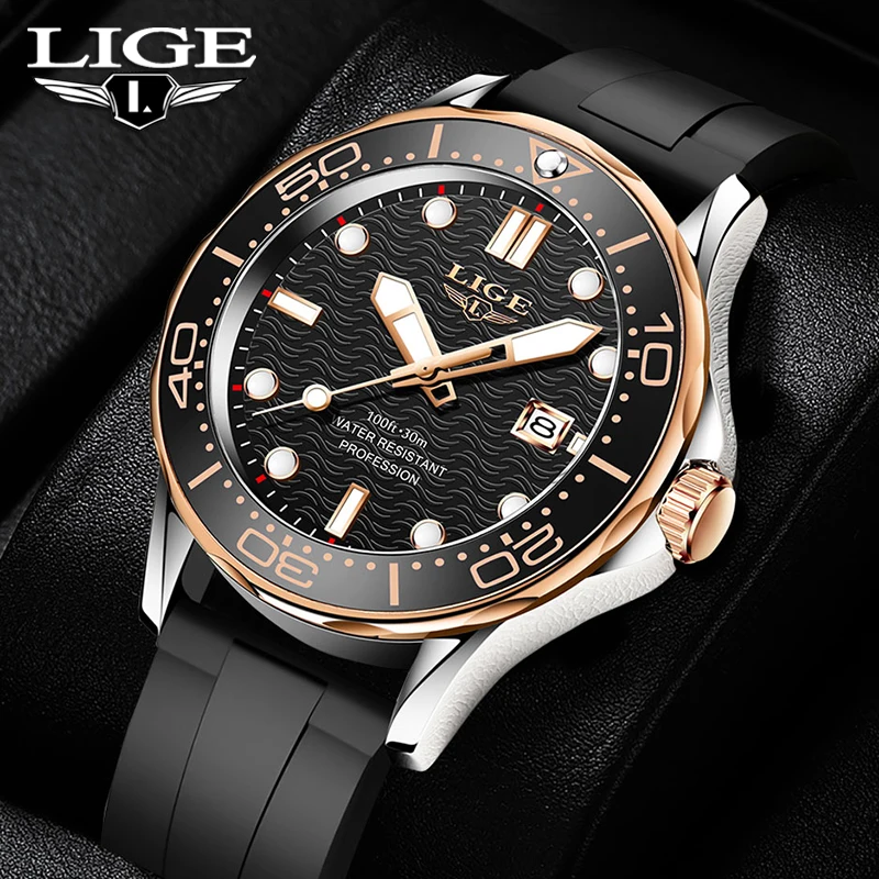

Брендовые мужские часы LIGE, деловые кварцевые часы, мужские водонепроницаемые часы с ремешком из нержавеющей стали, наручные часы с датой, Relogio Masculino
