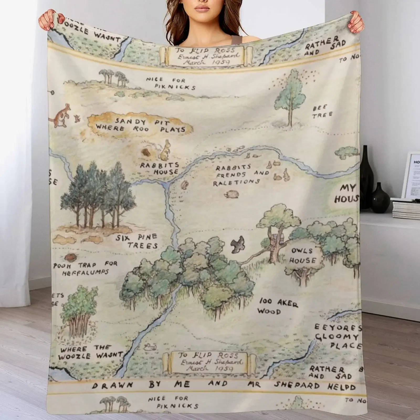 

Hundred Acre Wood Map Throw Blanket Versatile Cozy Throw Blanket for All Occasions