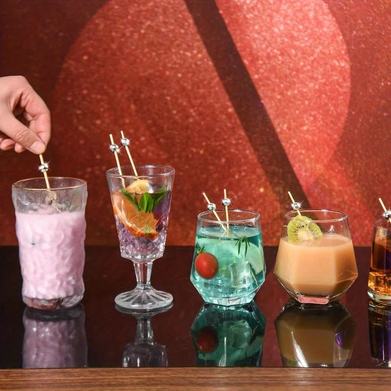 Cocktail Picks Disco Ball Decor, Fancy Toothpicks for Appetizers, Bamboo Skewers for Appetizers, Drinks,Disco Party Decorations