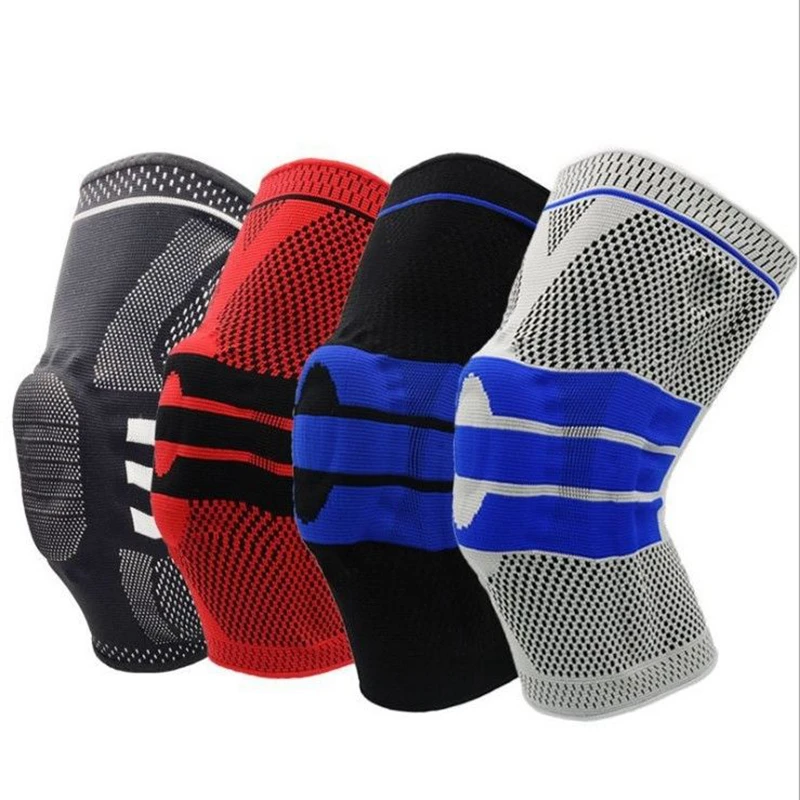 2 Pieces Sports Knee Pad Men Silicone Spring Knee Protector Brace Basketball Running Knee Pad Dance Kneepad Man Tactical Kneeca