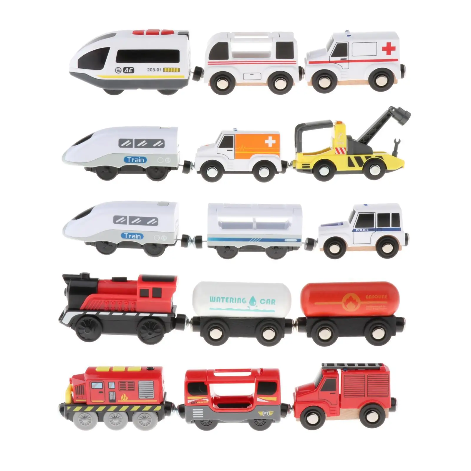 

Kids Electric Magnets Train Cars Fire Alarm Ambulance Wagons Gas Oil Tank Connector Railway Track Railway Play Set