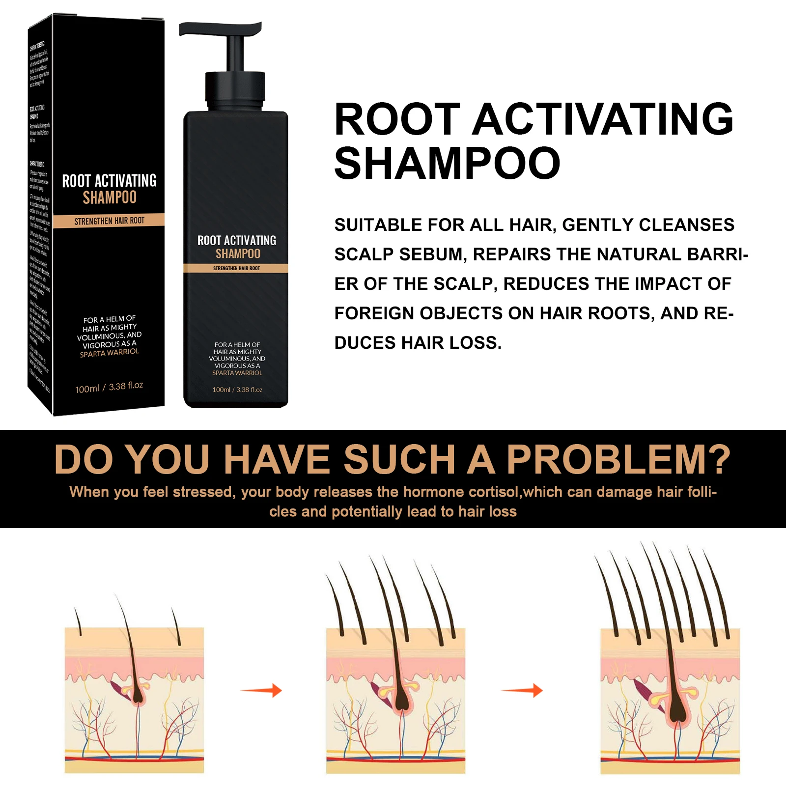 

100ml Shampoo for Improving Hair Growht Activating Root Dense Hair Gentle Cleansing w/ Natural Plant Extract | All Hair Types