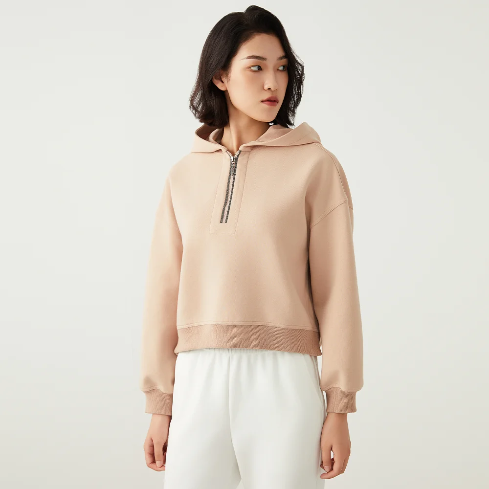 K2631L Luxury women's Clothing combed cotton Long sleeve cropped sweatshirt jumper hoodie ladies short casual tops