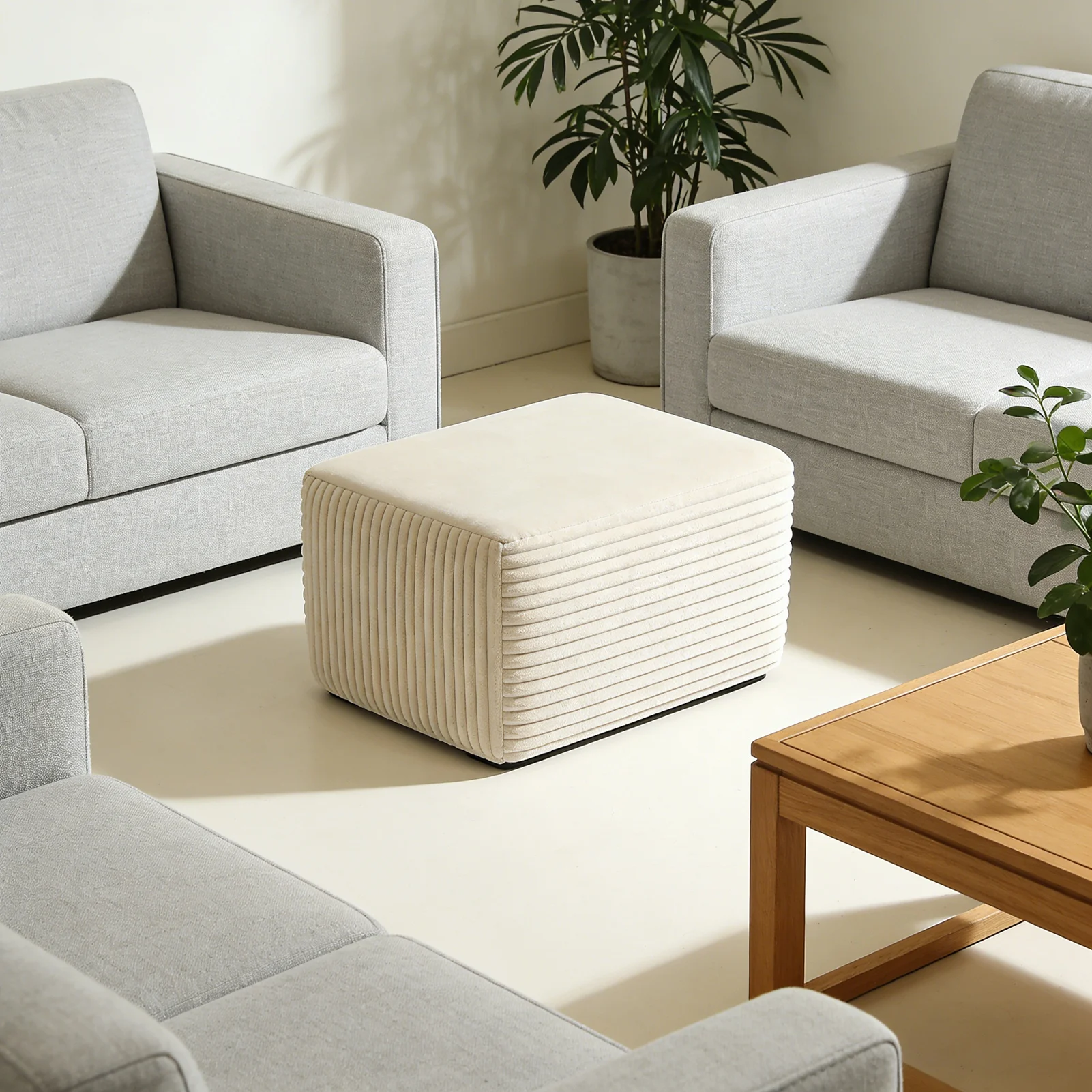 

NEW Modular Ottoman Plush Ottoman Upholstered Cloud Ottoman Comfortable Supportive Modular Sectional Couch for Living Room Beige