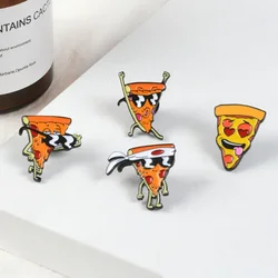 Funny Pizza Man Enamel Pin Sunglasses Heart Eye Brooches Custom Pastel Denim Shirt Cartoon Food Badge for Bag Lapel Jewelry Gift