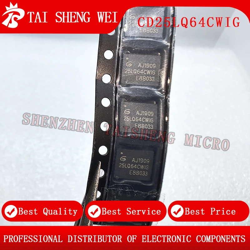 5pcs brand new original GD25LQ64CWIG printed 25LQ64CWIG WSON-8 64M-bit 1.8V serial flash memory chip