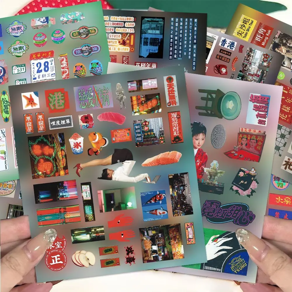 6sheets y2k Dreamcore Retro Hong Kong Weirdcore Style Collages Journals Diary Scrapbook Stickers