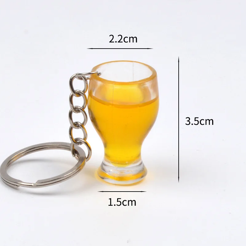 New Simulation Beer mug keychain Men And Women Couple Key Chain Bag Pendant