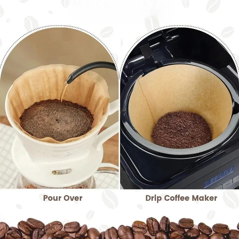 100/200Pcs Coffee Filter Paper Strong Penetration Natural Coffee Filters for 1-4 Cup Pour Over Coffee Drip Coffee Accessories