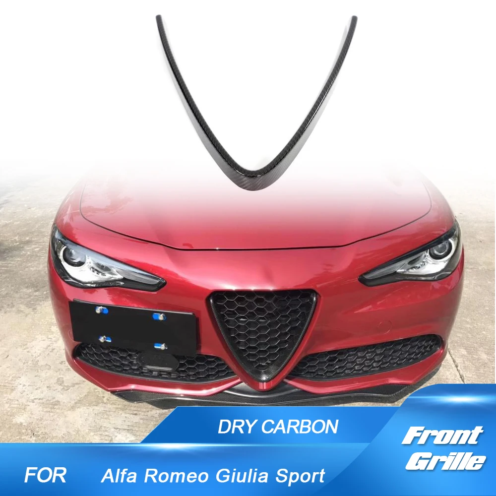 

Front Grill Mesh Frame Cover for Alfa Romeo Giulia Sport & Quadrifoglio Sedan 2015-2018 Prepreg Dry Carbon Fiber V Shape Frame