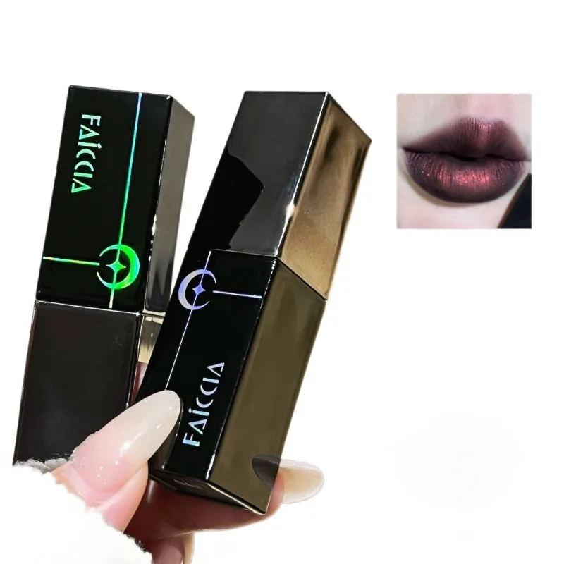 Schimmernder Mattschwarzer Roter Lippenstift Punk Gothic Lipgloss Halloween Make-up Mousse Lippenmud Lippenstift Wasserfest Nicht-klebend Lip Tint
