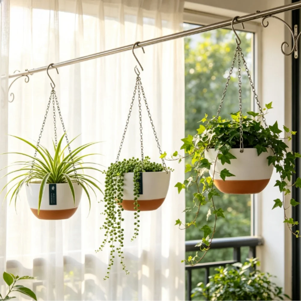Resin Hanging Flower Container with Chains for Orchids and Potted Plants Optimized for Moisture Regulation and Air Circulation