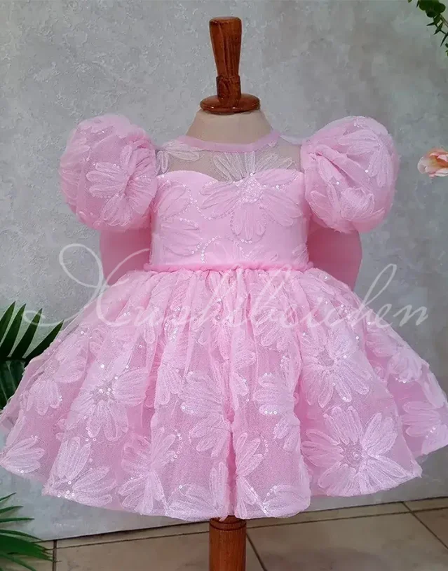

New Girls Pink Evening Princess Ball Gown Chidren Fashion Birthday Party Piano Performance Dress y1592