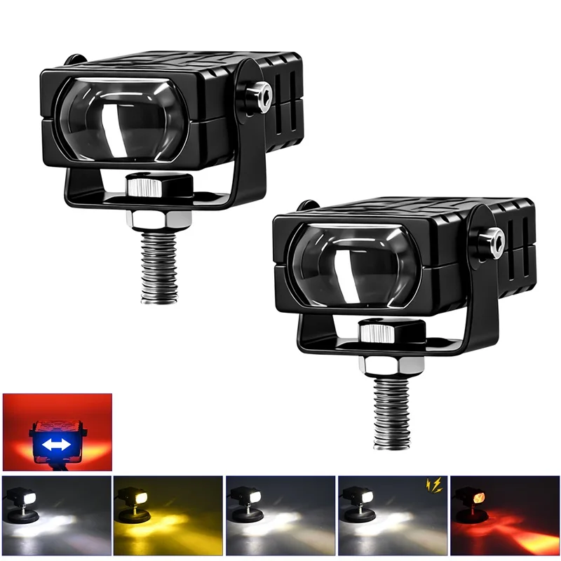 1/2X Motorcycle LED Auxiliary Headlight 6smd 3570 LED chip Work Light High and Low Beams Super Bright Spotlight Driving Fog Lamp