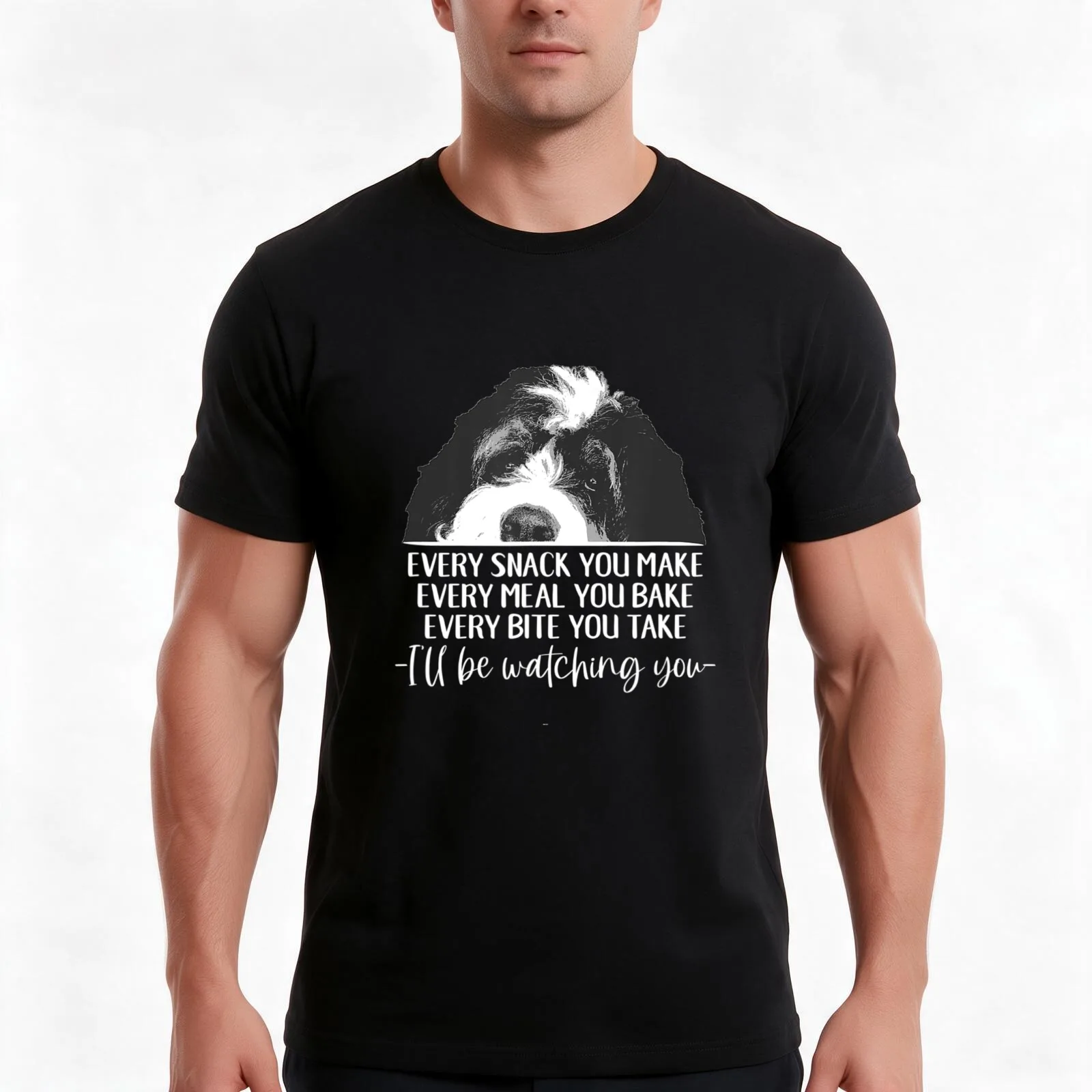 Bernedoodle Bernese Mountain Dog Doodle Every Snack You Make T-Shirt, Summer Casual Cotton Tee, Oversized Streetwear Tops