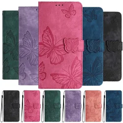 Custodia in pelle goffrata con farfalla per Nokia C2 C12 Pro C22 C32 C60 C110 C210 C300 C310 G42 G60 G310 5G XR21 Portafoglio Flip Cover posteriore