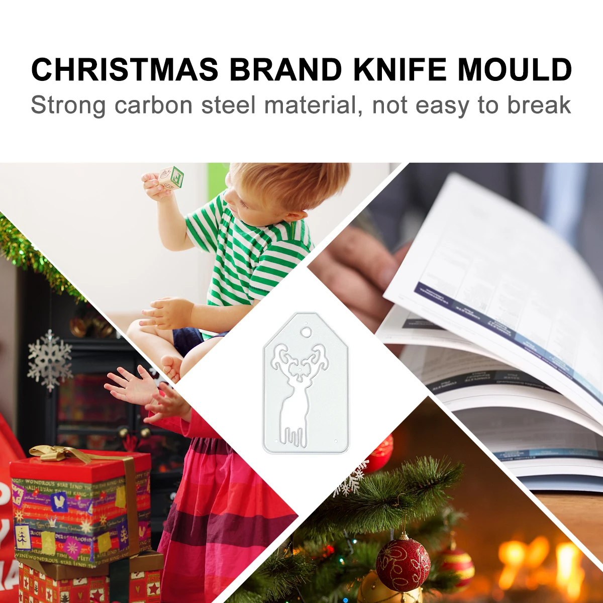

6pcs Metal Christmas Tag Die Cut Merry Embossing Crafts Carbon Steel Small Light Reusable Craft Cutting Dies For Card Making
