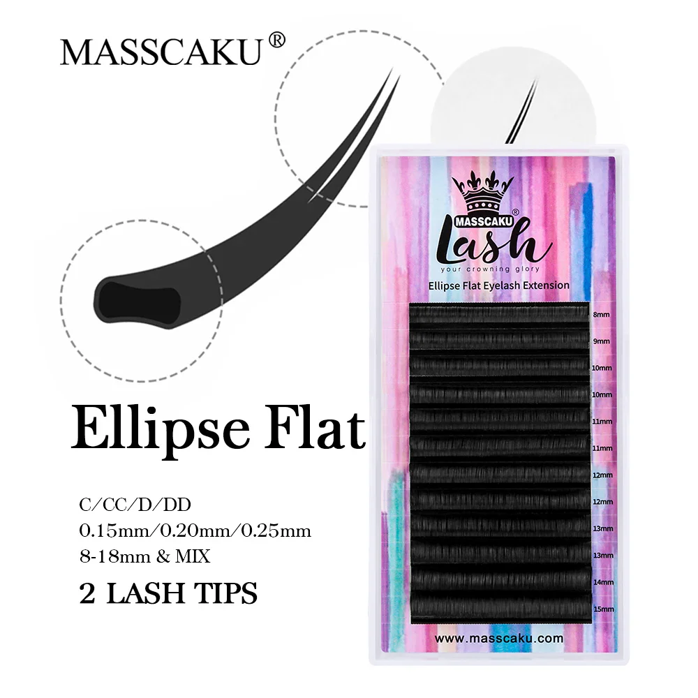 

Wholesale 8-18mm Matte Synthetic Flat Eyelash High Quality Flat Eyelash 100% Hand Made Flat Ellipse Eyelash Extensions