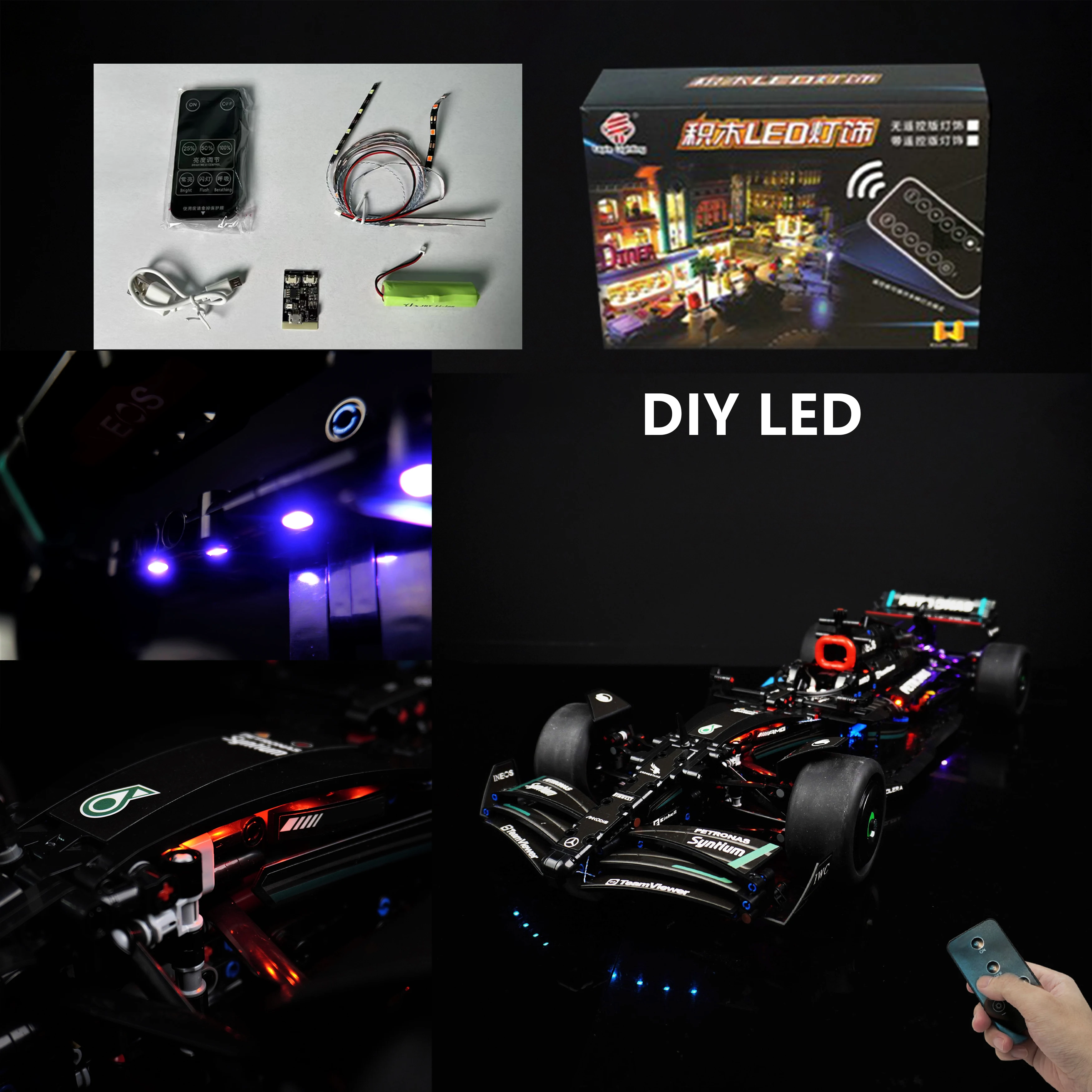 

Remote Control LED Light Kit Compatible with 42171 Speed Racing Car Blocks, DIY Lighting Accessories for Display & Collection