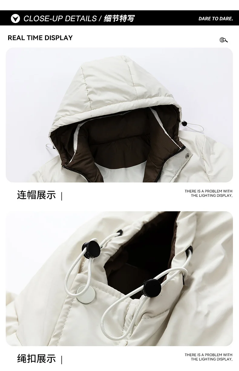 Winter Hooded Puffer Jacket Men's Loose Thick Warm Casual Outerwear