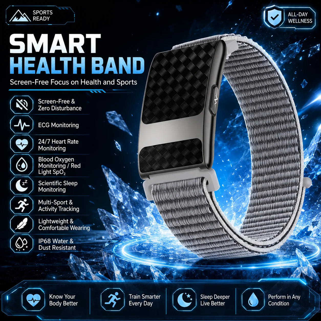 2026 New GPS Movement Track Smart Bracelet Call Information Reminder IP68 Waterproof Scientific Sleep Monitoring Smart Bracelet