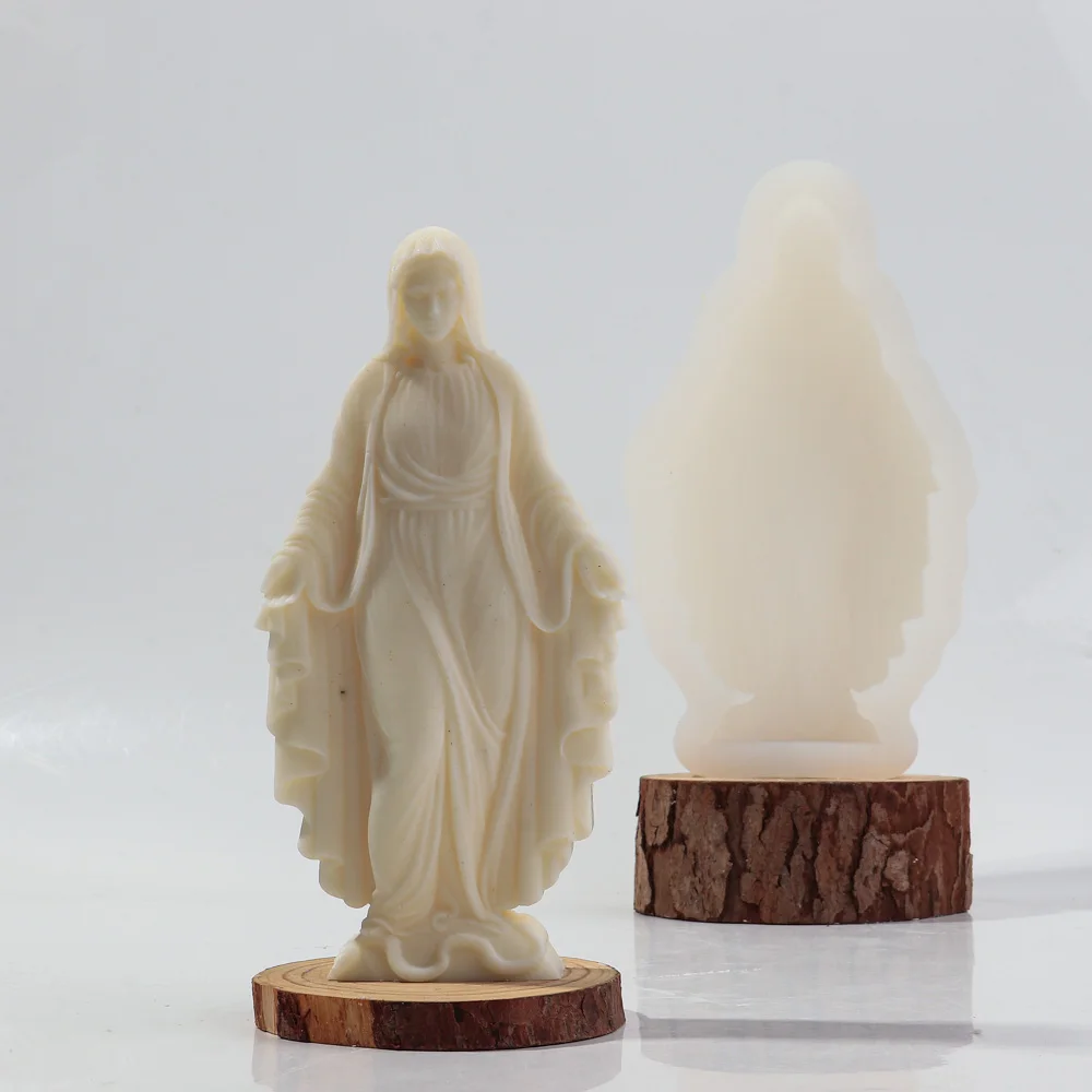 DIY Virgin Mary Candle Gypsum Making Mold Handmade Aromatherapy Candle Resin Making Mold Women Portrait Decor Gifts