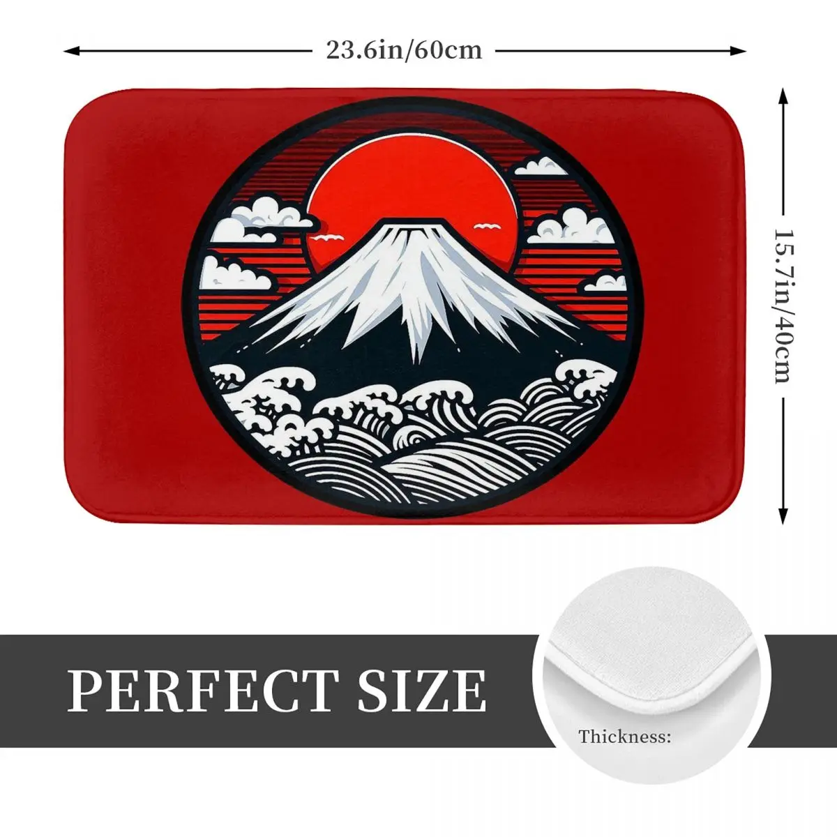 Mount Fuji And The Great Wave Off Kanagawa Doormat Kitchen Entrance Home Floor Mat Non-slip Carpet Rug for Bathroom Footpad Mats
