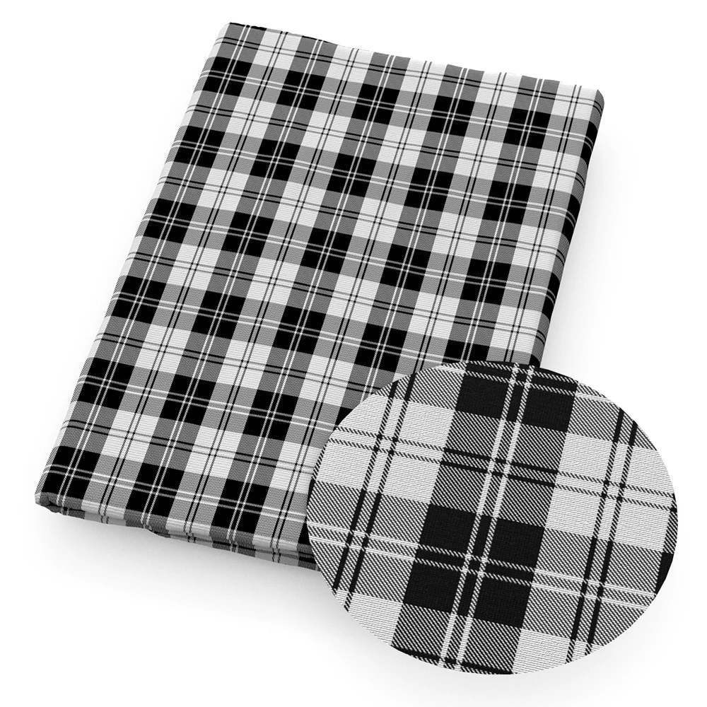 50*145cm Snow Plaid Polyester Cotton Fabric Grid Printed Bow-knot Cartoon DIY Patchwork for Cloth Making Puppet Garment Tissue