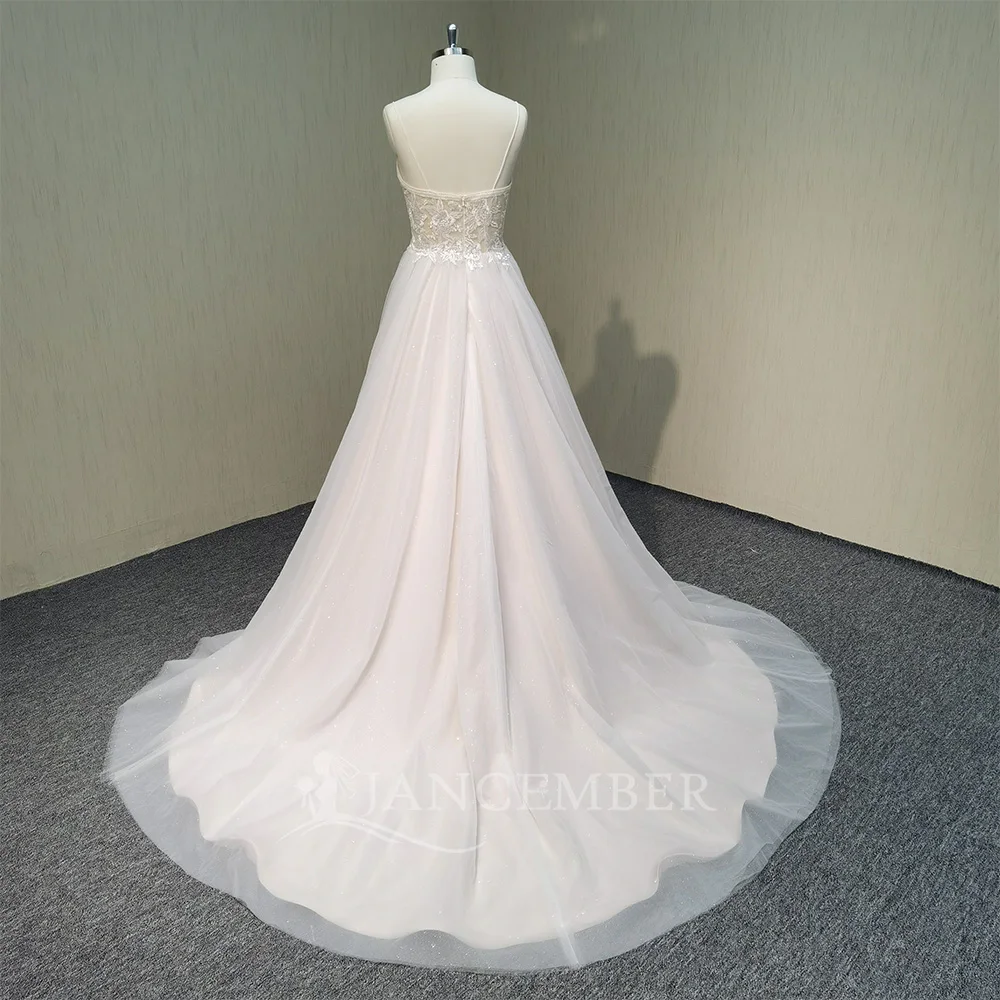 Exquisite Beads A Line Wedding Dresses For Photo Shoot Spaghetti Straps Floor Length Corset Back Bride Gowns свадебное платье