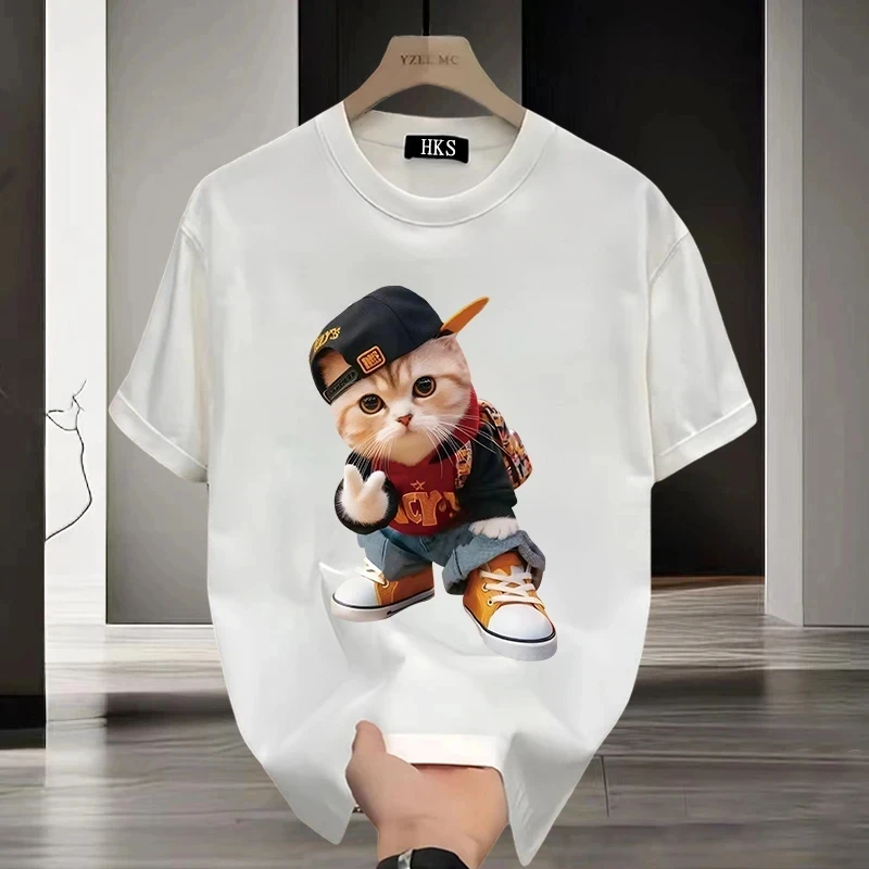 Hong Kong Style Plus Size Short-sleeved T-shirt Female Hundred Gangster Handsome Tops Positive Round Neck Short-sleeved T-shirt